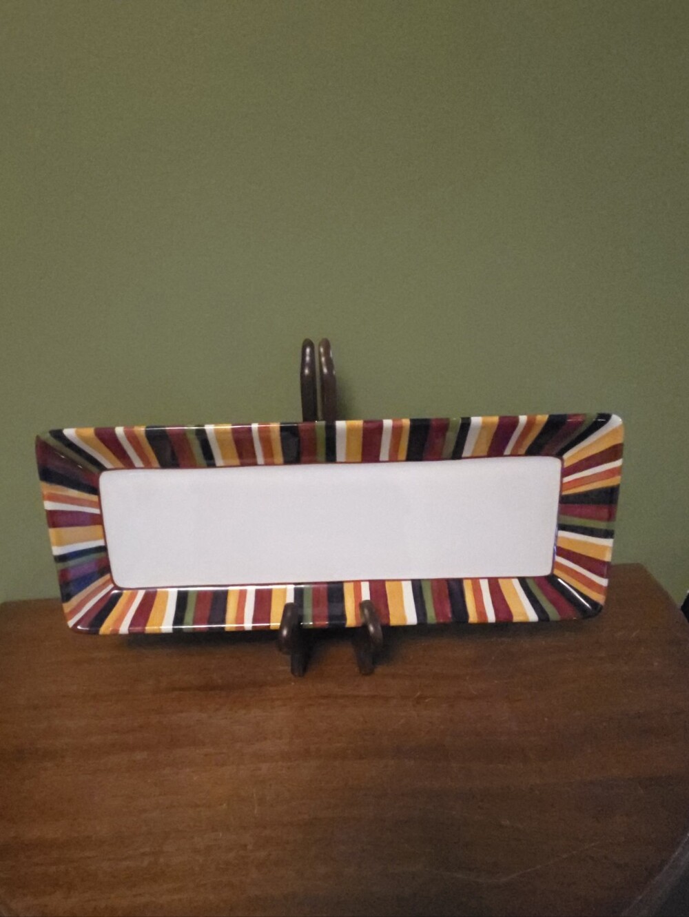 Pampered Chef Simple Additions Rectangular Server/Platter, Striped Pattern
